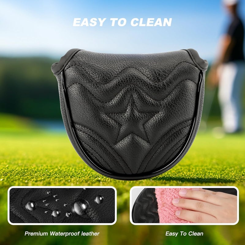 PONADA 4pcs or 1pc Golf Club Head Covers for Woods, Driver, Fairway, Hybrid – Premium PU Leather with Interchangeable Tags & Magnetic Blade and Mallet Putter Covers - Image 5